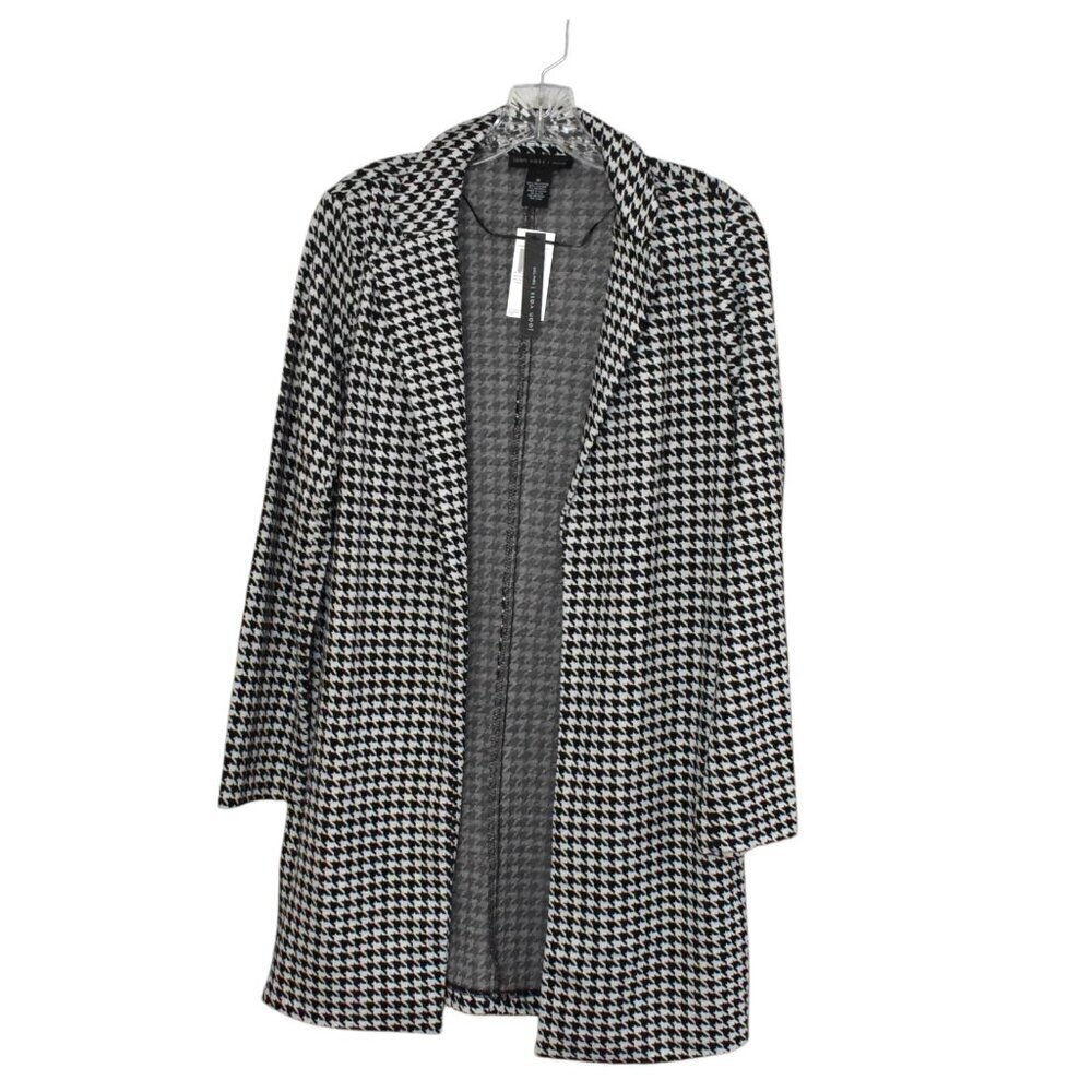 Joan Vass Open Front Longline Houndstooth Blazer Size M